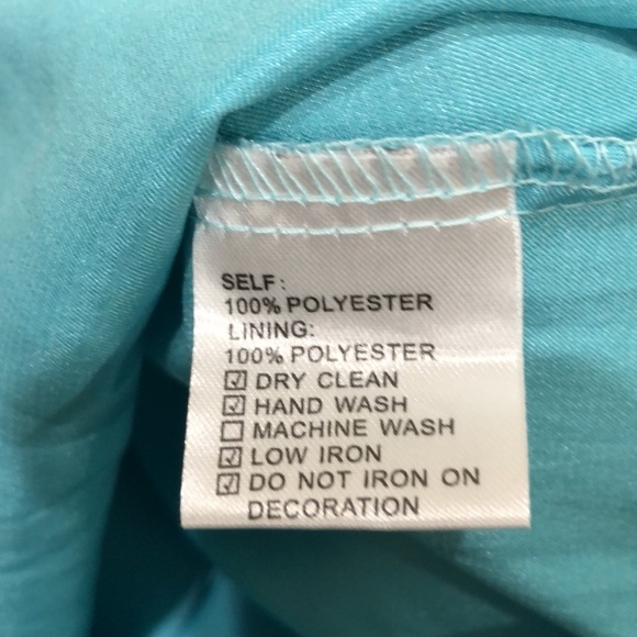 Ever Pretty High Low Dress Size US 6 Rhinestone Aqua Blue Floral Print - Picture 7 of 9